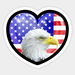 American Bald Eagle Love Heart Sticker